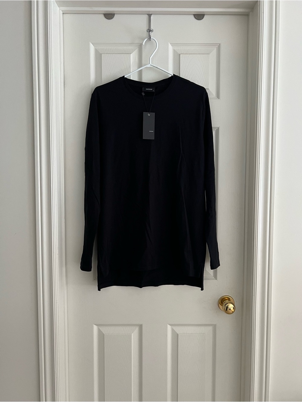 ZENEROBE Men's Black Long-Sleeve Crew Neck Shirt for tall size small